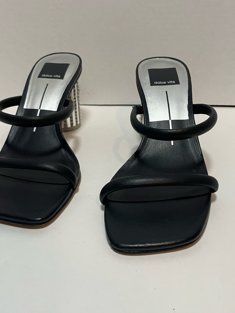 Dolce Vita Black Double-Strap Block Heel Mules